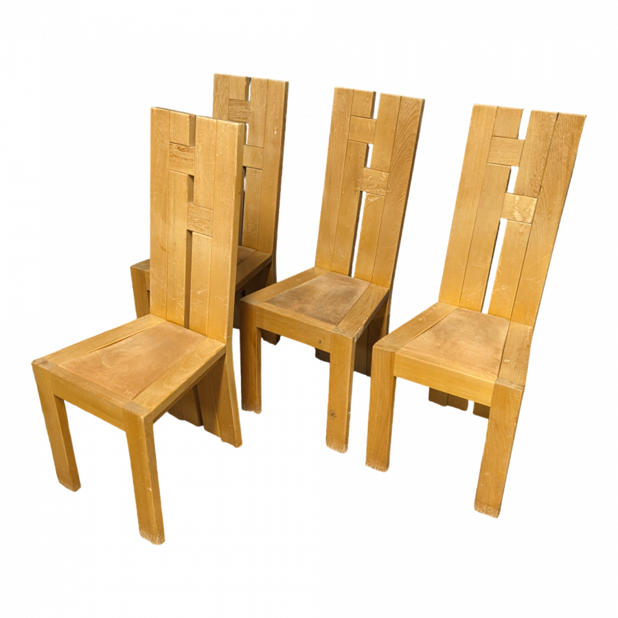 Série de 4 chaises en orme massif maison Regain