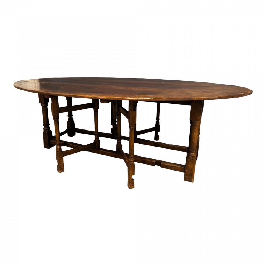 Rare grande table gateleg en chêne massif