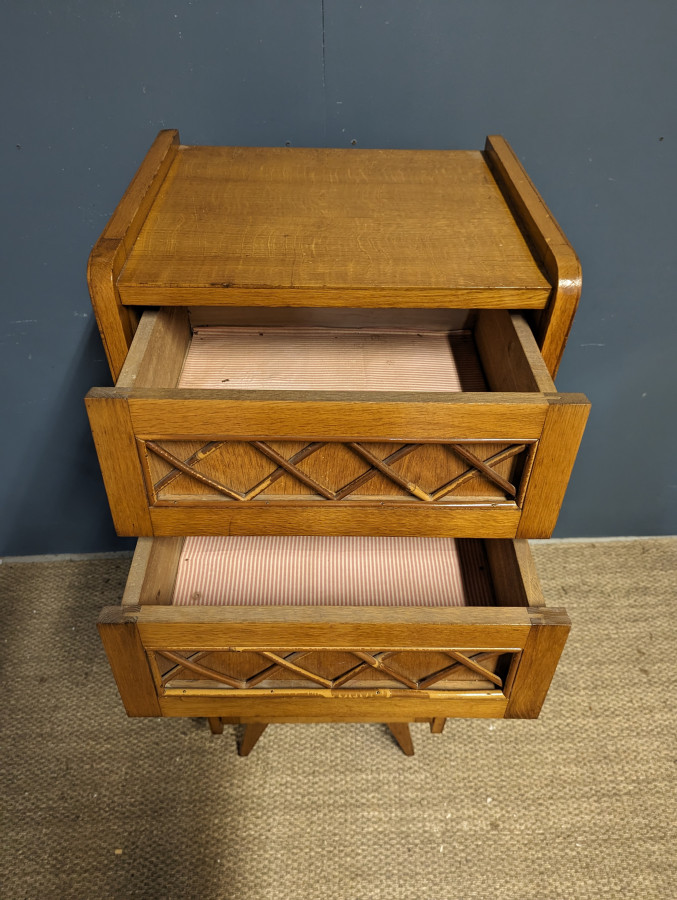 Chiffonier années 50' en Chêne et Rotin