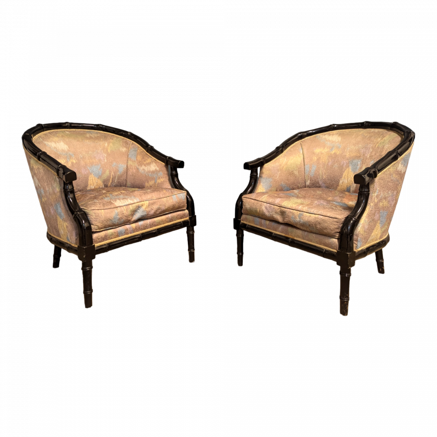 Paire de fauteuils années 80 façon bambou