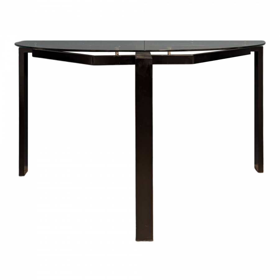 Console en métal noir et plateau verre