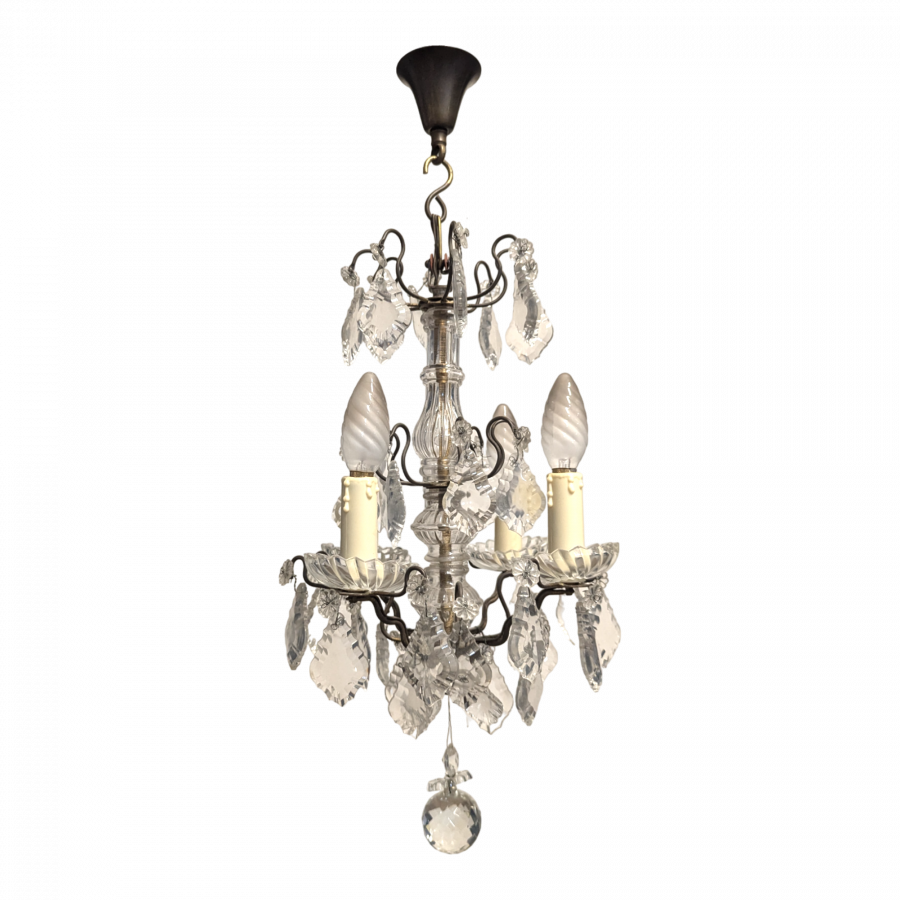 Lustre cage de style Louis XV à pampilles