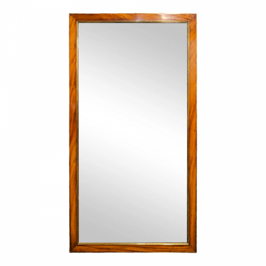 Miroir de cheminée à pands en acajou et bronze