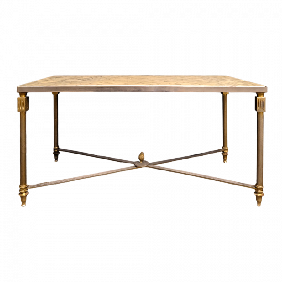 Table basse laiton marbre DLG Bagues Jansen