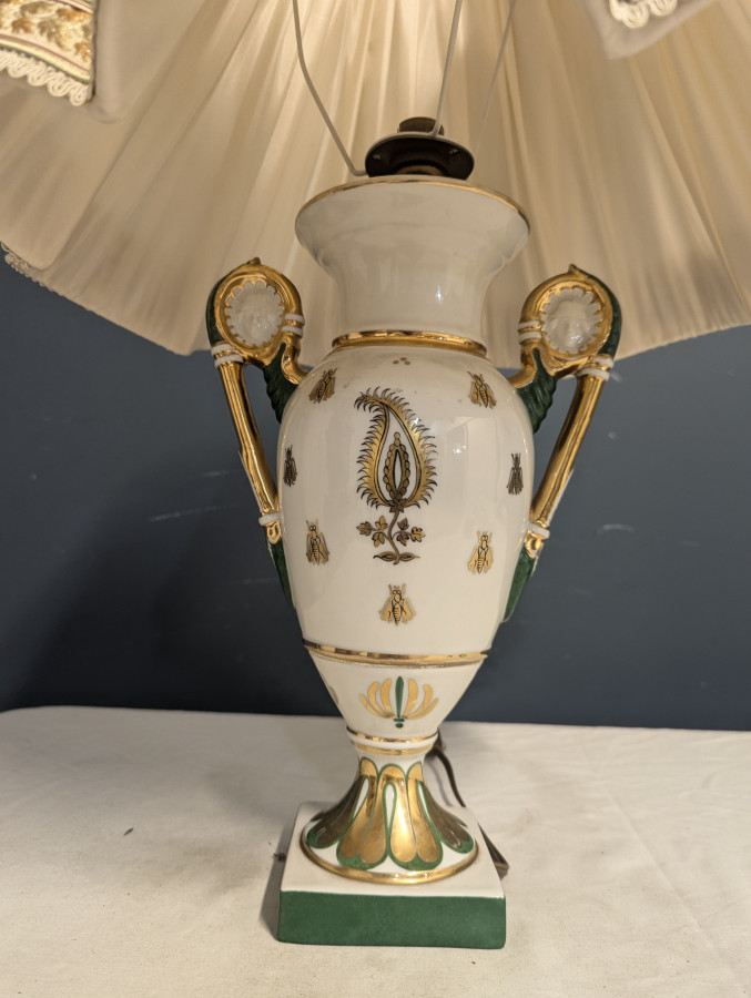 Vase époque Empire porcelaine de Paris monté en lampe