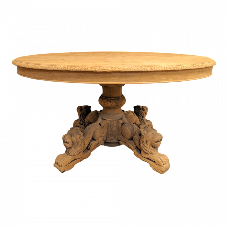 Table Guéridon aux pieds sculptés Lions