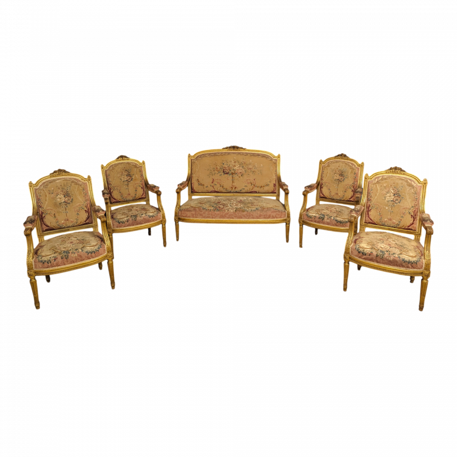 Salon de style Louis XVI en bois doré époque Napoléon III