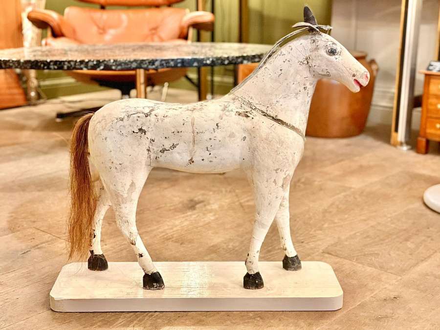 Cheval en bois polychrome d?�but XXe - La Brocante En Ligne