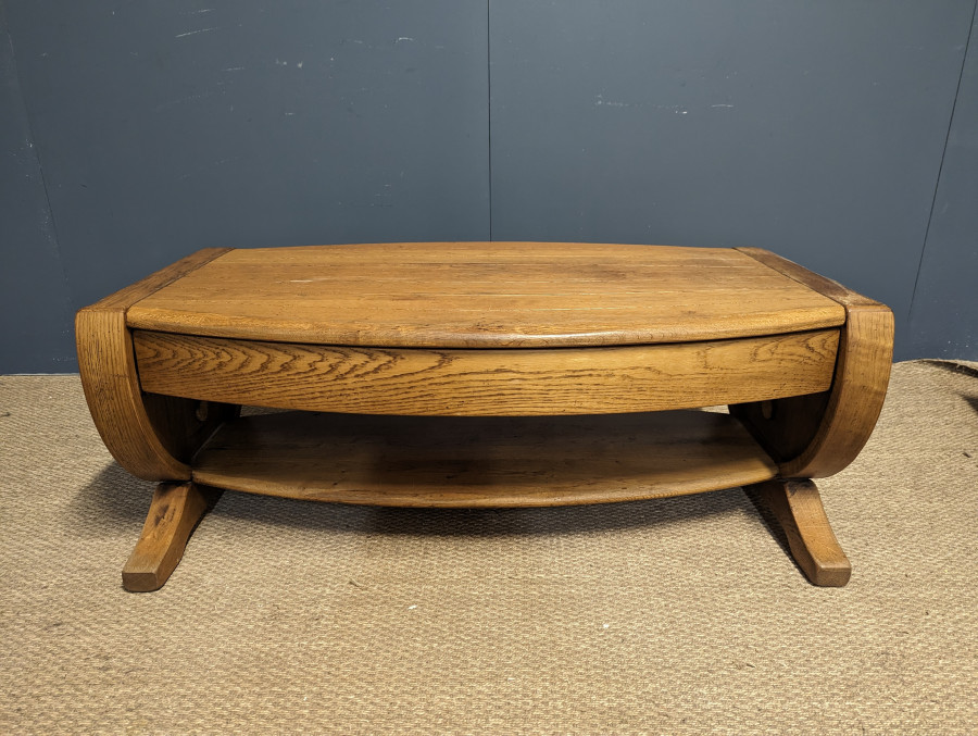 Table basse tonneau en chêne