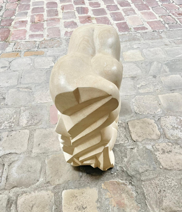 Sculpture de visages de style Art Déco par Lucien Begliomini