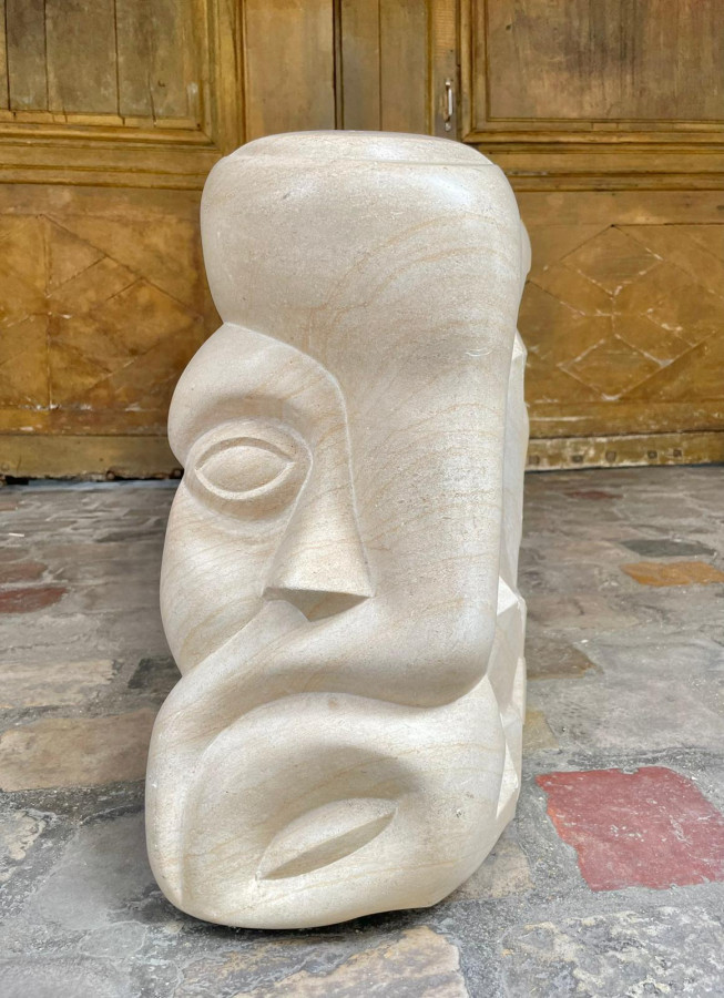 Sculpture de visages de style Art Déco par Lucien Begliomini