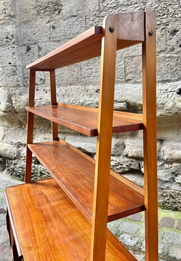 Bibliothèque Bureau scandinave en teck et hêtre années 70