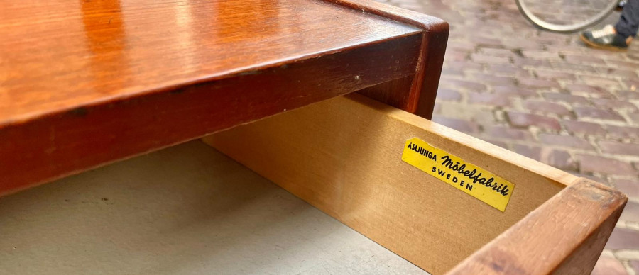 Bibliothèque Bureau scandinave en teck et hêtre années 70