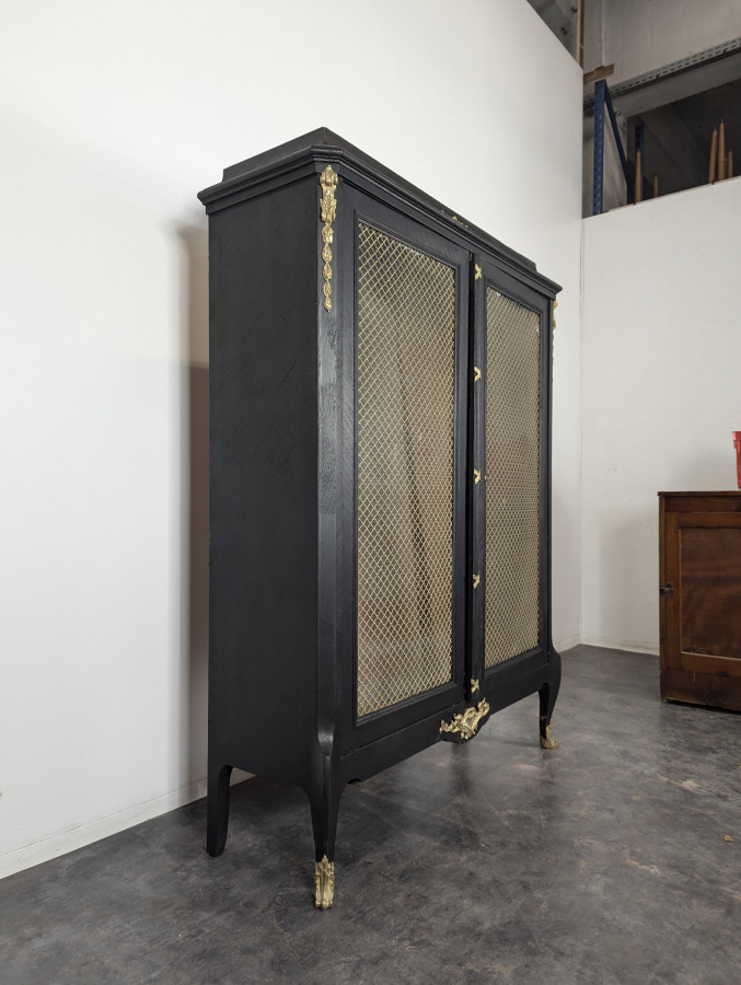 Vtrine bibliothèque en bois noircie époque Napoléon III
