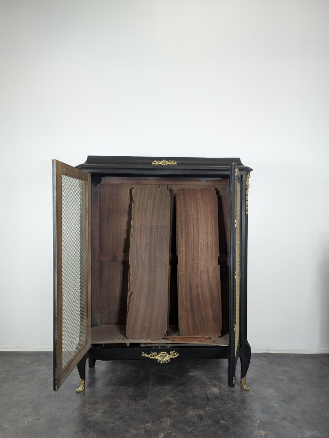 Vtrine bibliothèque en bois noircie époque Napoléon III