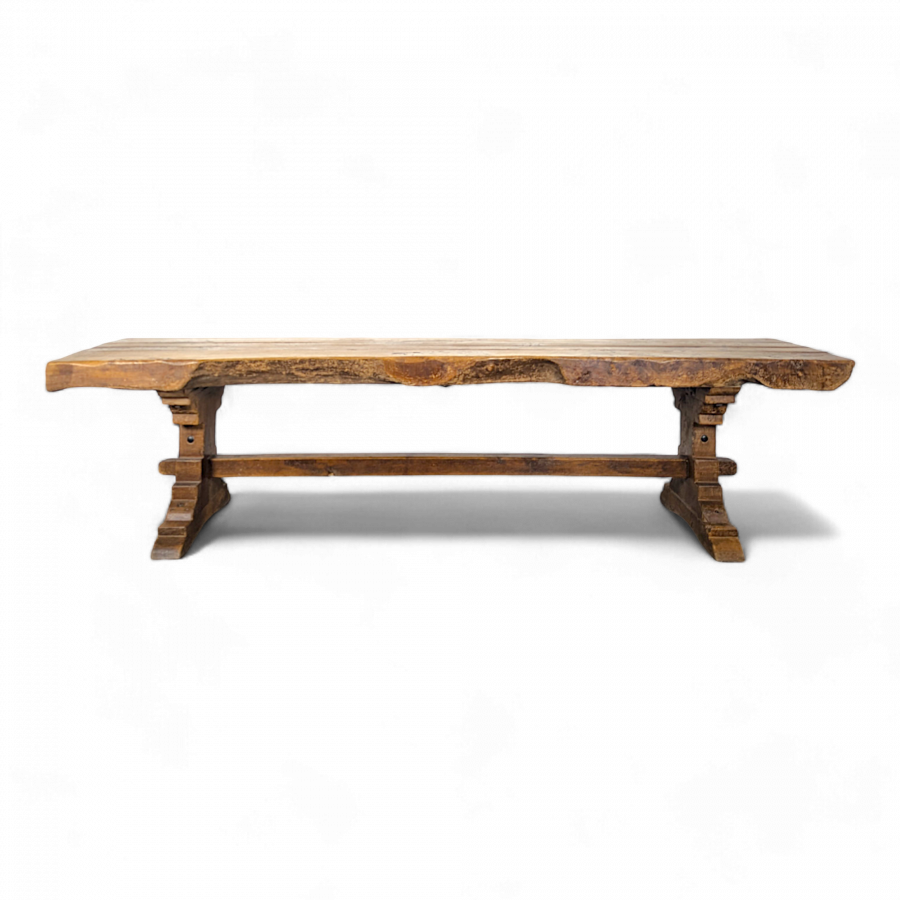 Grande table de monastère en Orme Massif