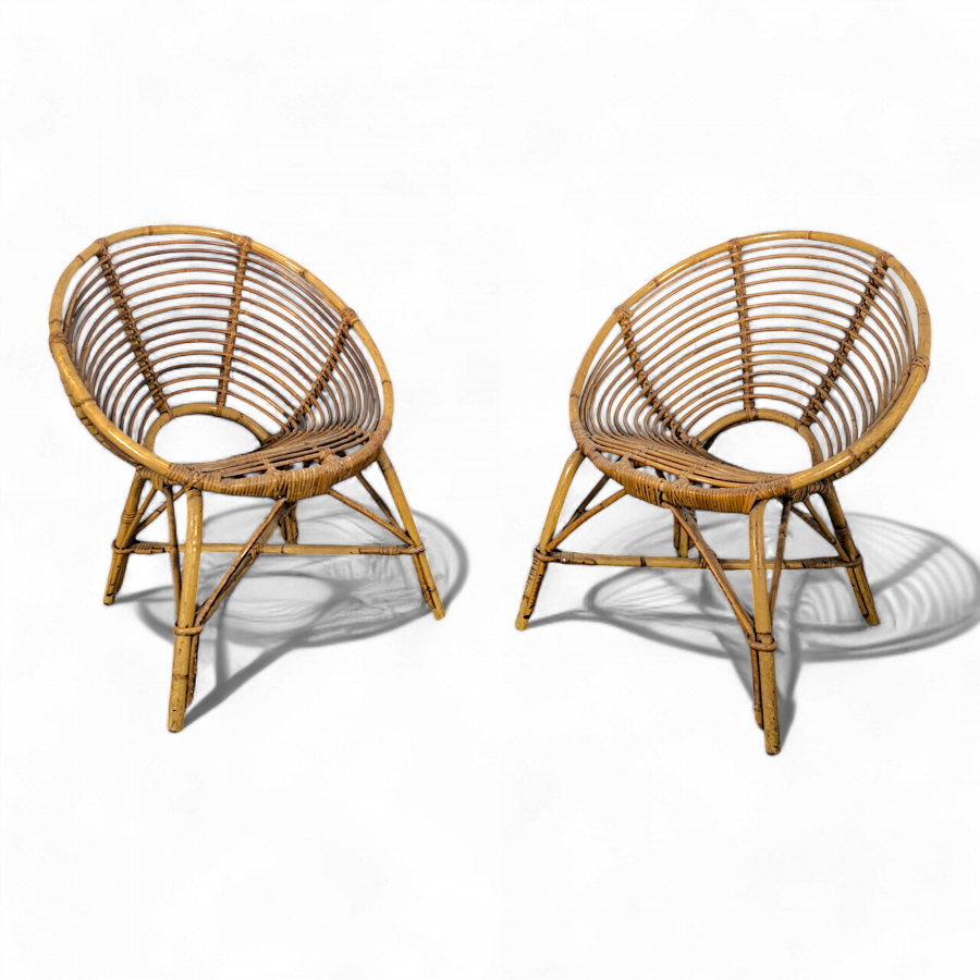 Paire de fauteuils en Rotin