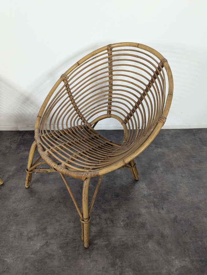 Paire de fauteuils en Rotin