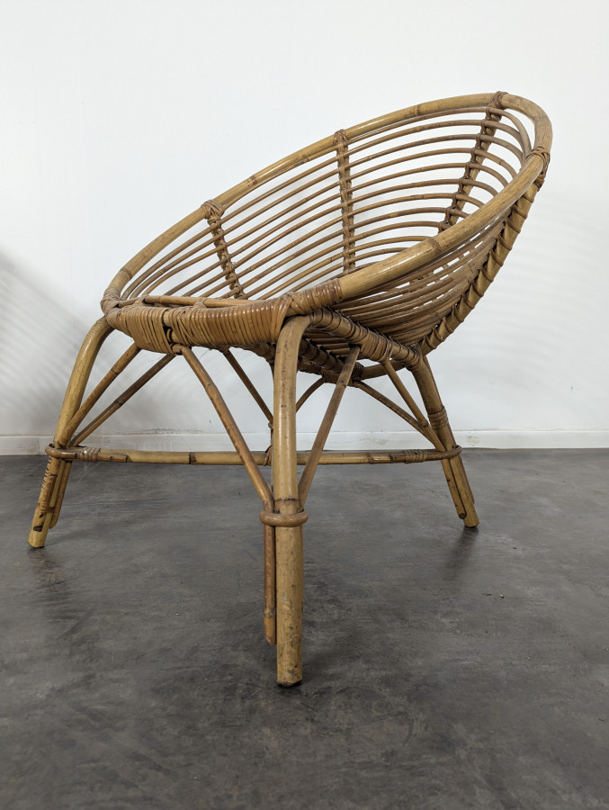 Paire de fauteuils en Rotin