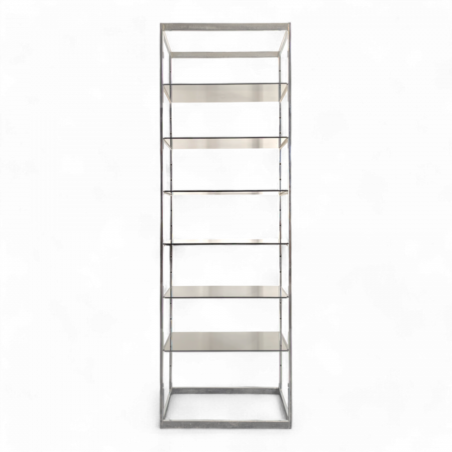Etagère Roche Bobois en Chrome et verre fumé