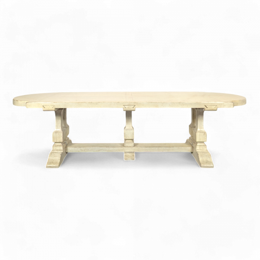 Table de monastère cérusée blanc cassé