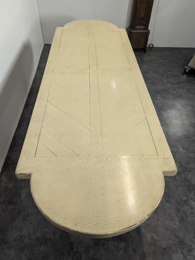 Table de monastère cérusée blanc cassé
