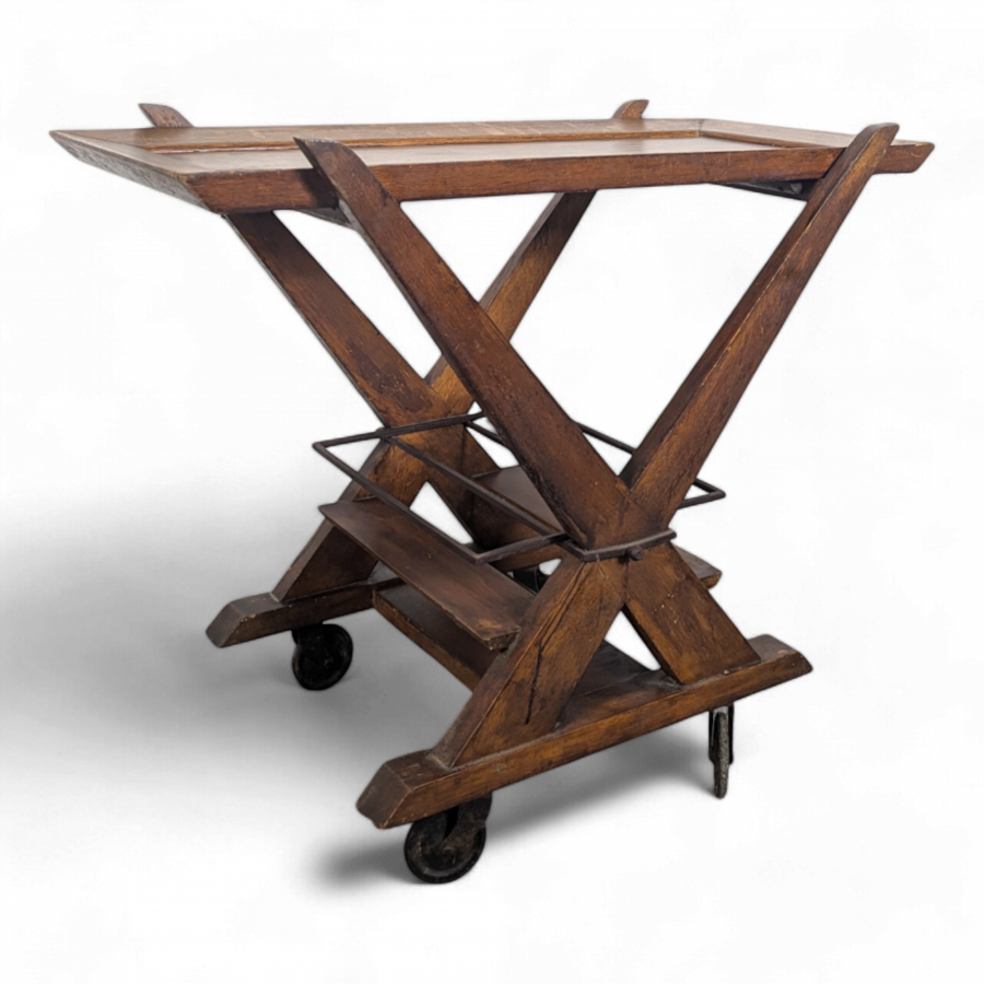 Table roulante Desserte en chêne des années 50