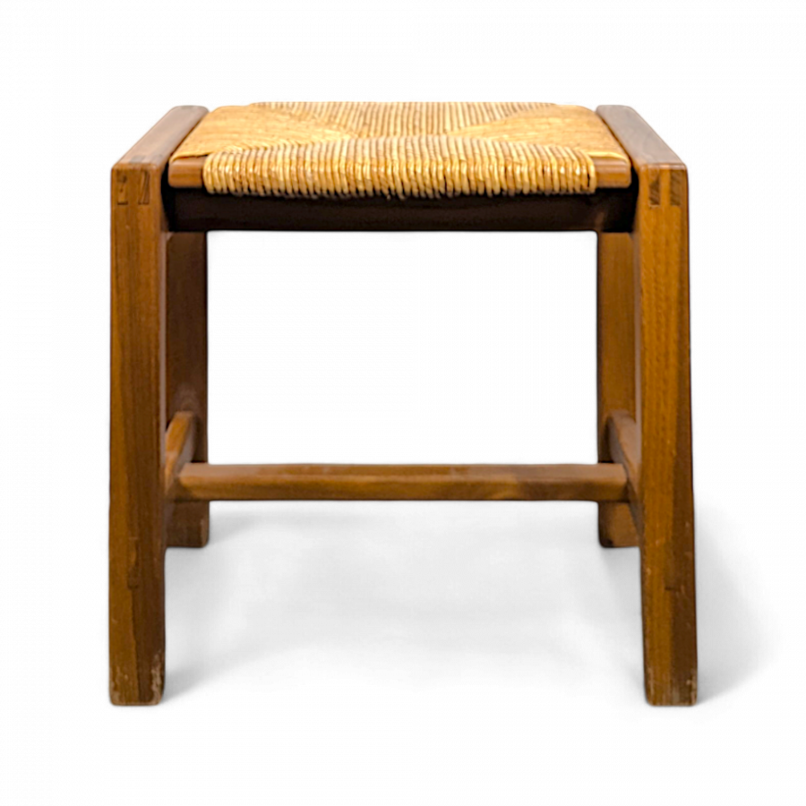 Tabouret paillé Maison Regain en orme massif