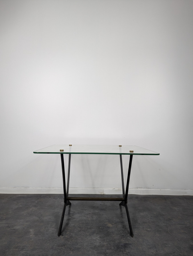 Table basse en aluminium et verre d'Angelo Ostuni
