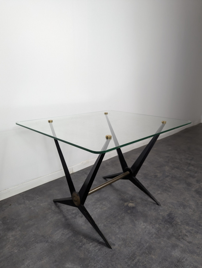 Table basse en aluminium et verre d'Angelo Ostuni