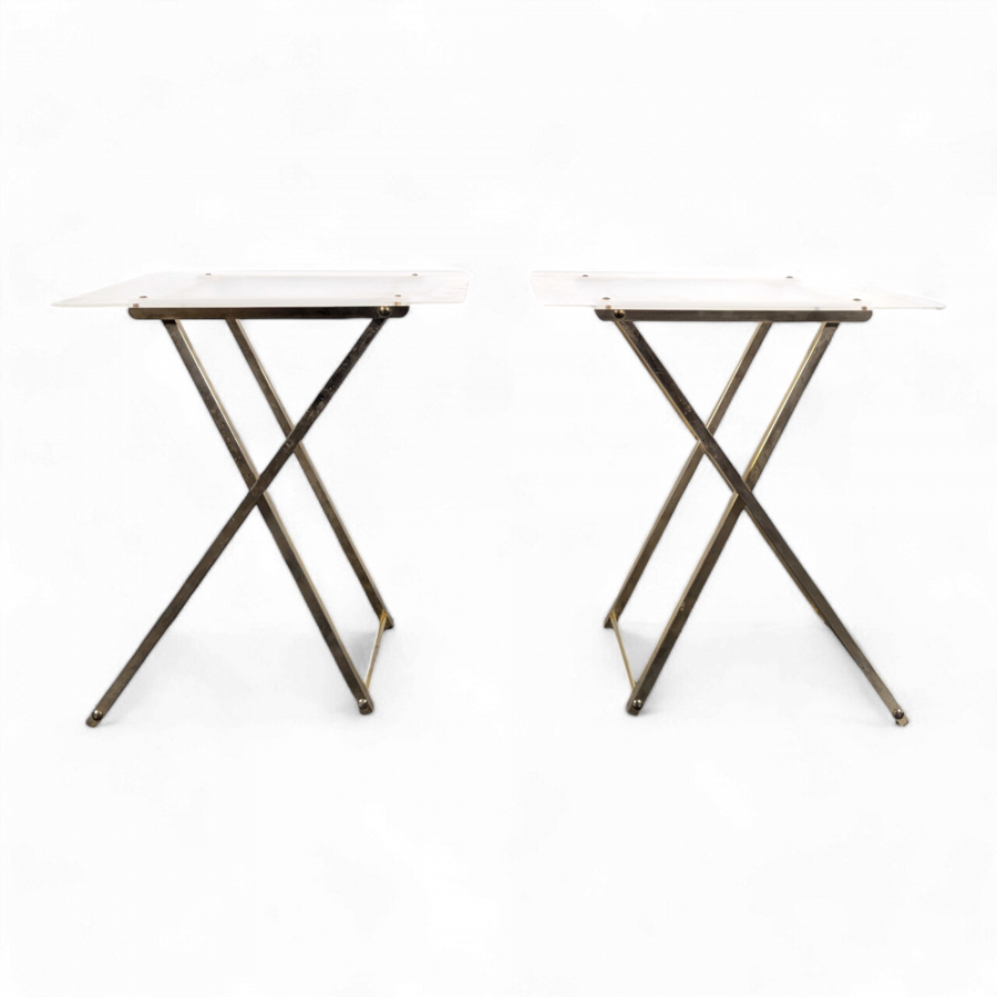 Paire de table d'appoint dorées années 80