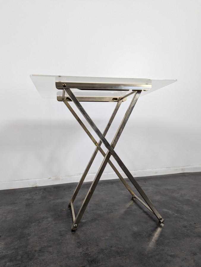 Paire de table d'appoint dorées années 80
