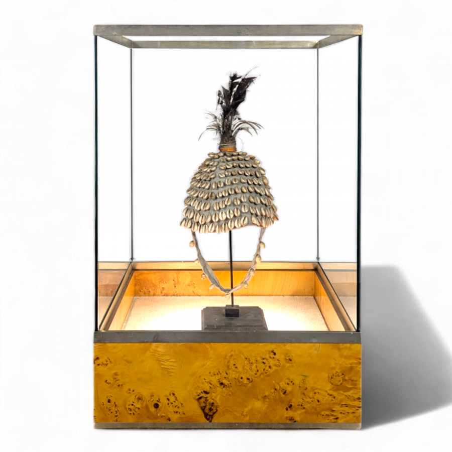 Vitrine en laiton et loupe d'orme Romeo Rega