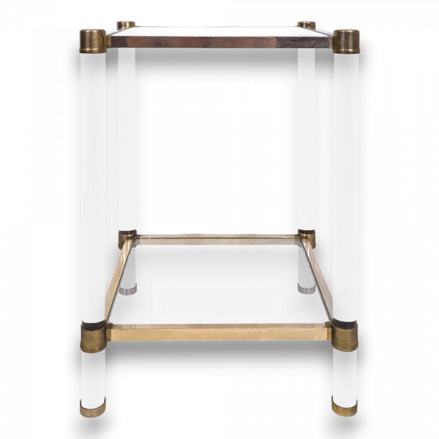 Table appoint en métal et plexiglass style Italien circa 1980