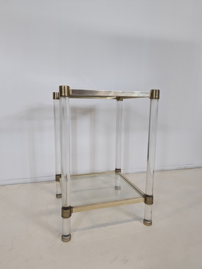 Table appoint en métal et plexiglass style Italien circa 1980