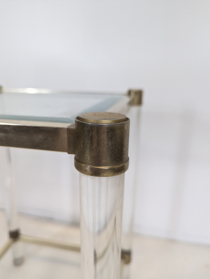 Table appoint en métal et plexiglass style Italien circa 1980