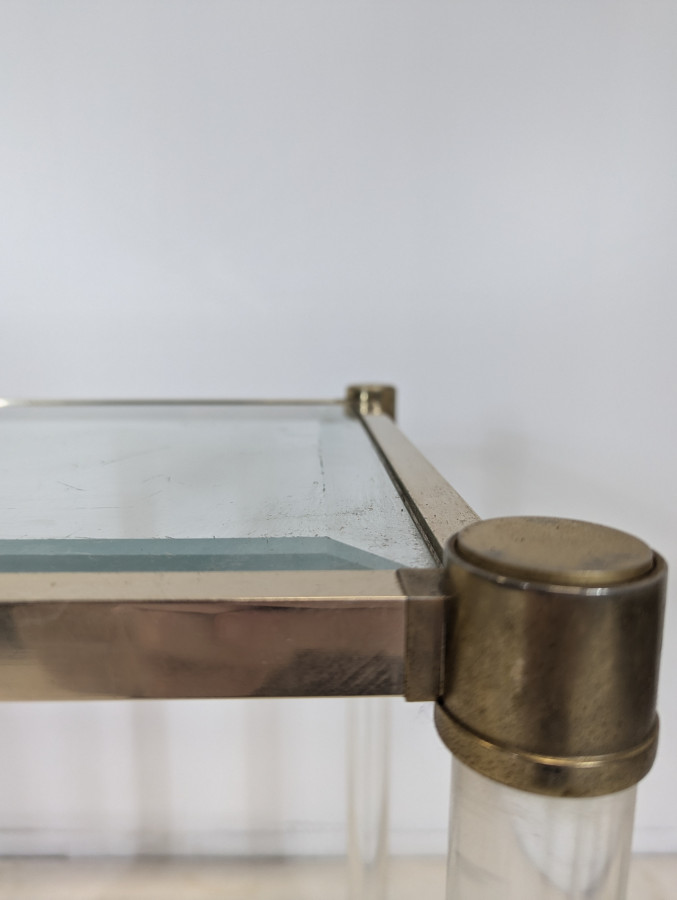 Table appoint en métal et plexiglass style Italien circa 1980