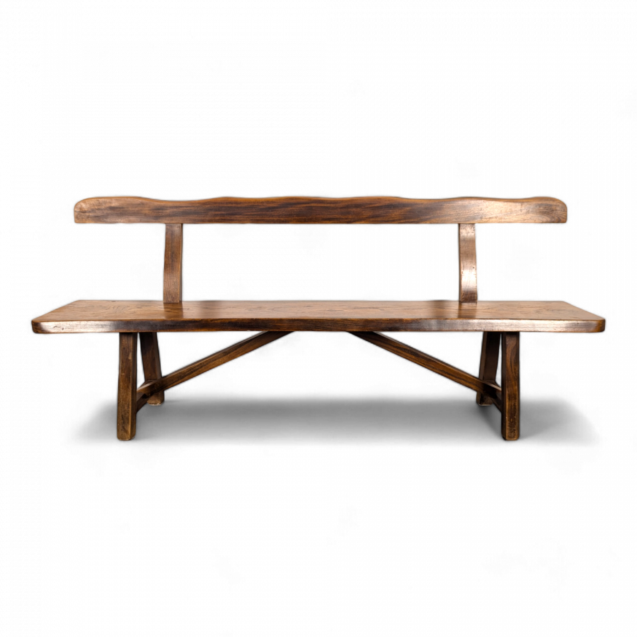 Paire de Bancs en orme massif par Olavi Haninnen