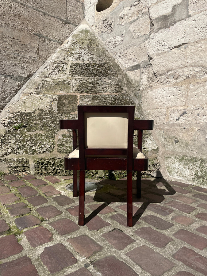 Paire de fauteuils Art Déco en Acajou et Skaï
