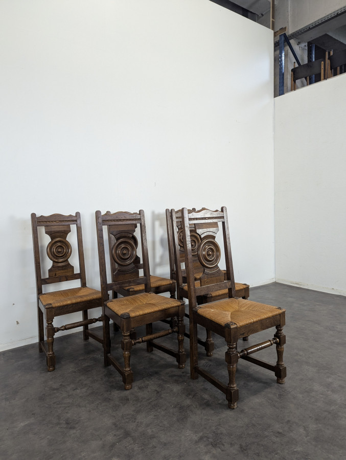 Série de 6 chaises brutalistes DLG Dudouyt