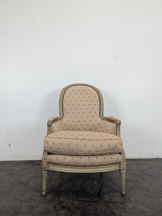 Fauteuil Bergère d'époque Louis XVI réchampie