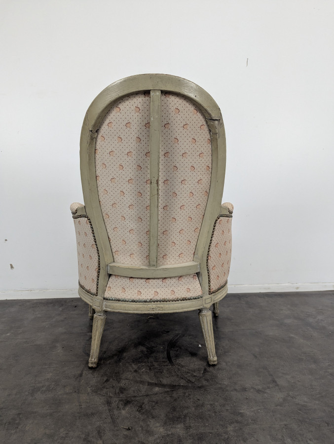 Fauteuil Bergère d'époque Louis XVI réchampie