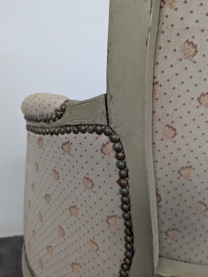 Fauteuil Bergère d'époque Louis XVI réchampie
