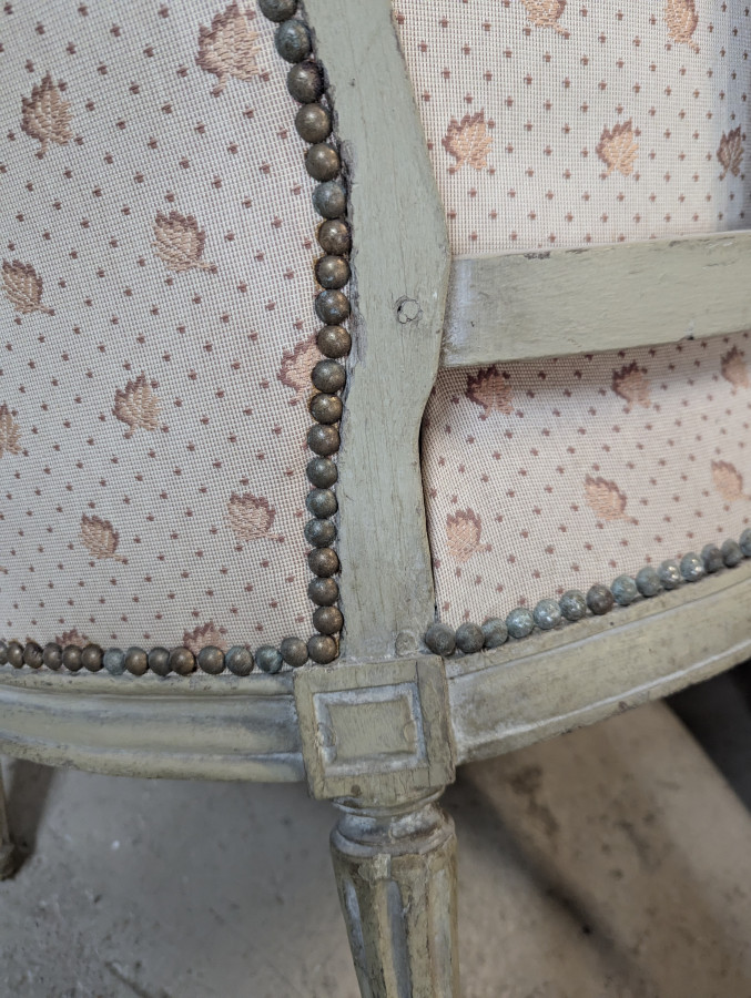 Fauteuil Bergère d'époque Louis XVI réchampie