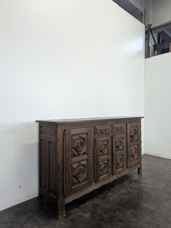 Enfilade haute en chêne brutaliste DLG de Dudouyt