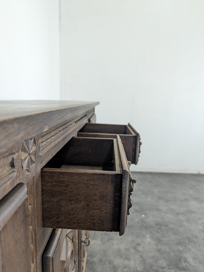 Enfilade haute en chêne brutaliste DLG de Dudouyt