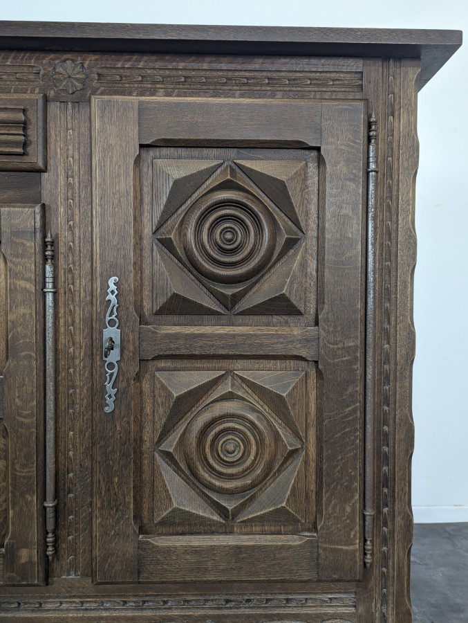 Enfilade haute en chêne brutaliste DLG de Dudouyt