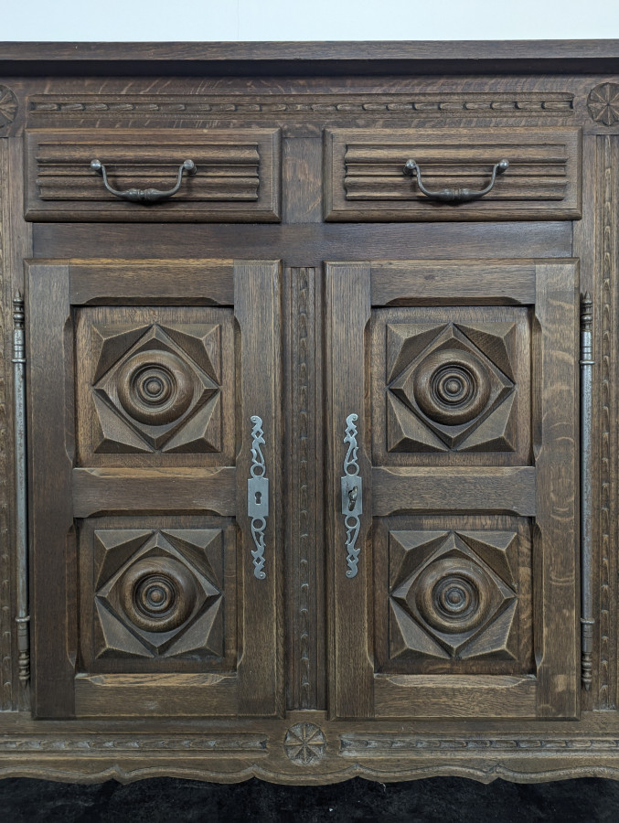 Enfilade haute en chêne brutaliste DLG de Dudouyt