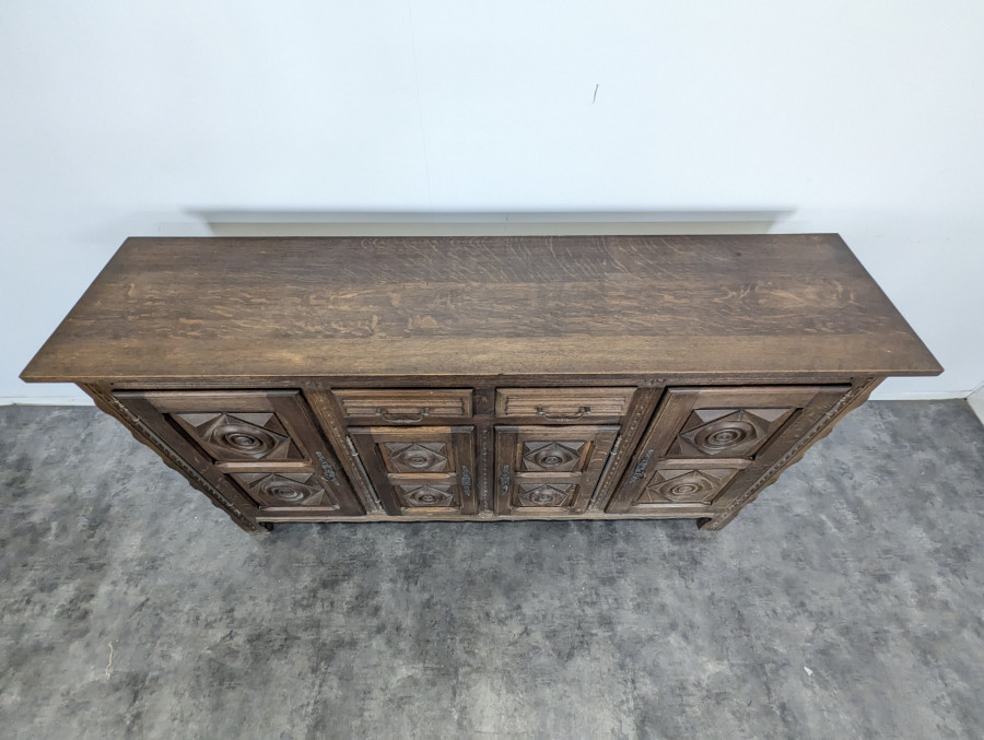 Enfilade haute en chêne brutaliste DLG de Dudouyt