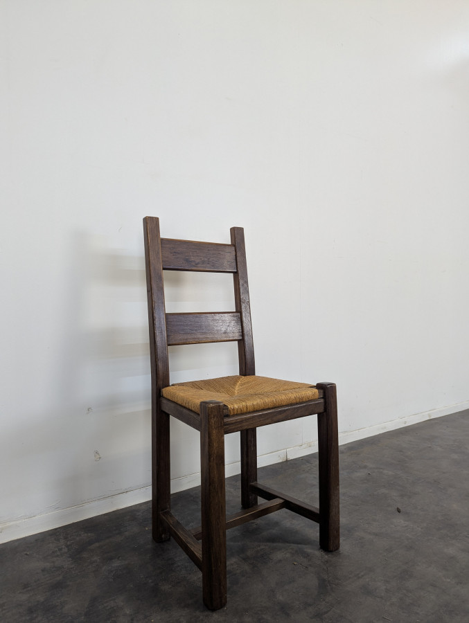 Série de 6 chaises paillées en chêne